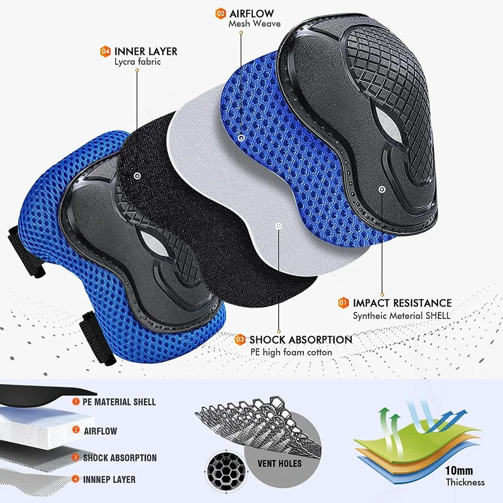 6 In 1 Kids/Youth Protective Gear Set Knee Pads Elbow Pads Wrist Guard Protector Skateboarding Scooter,Roller Skating,Cycling