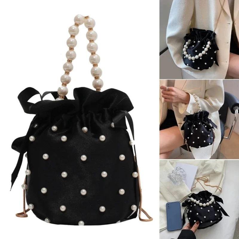 

Women Shoulder Bag Pearl Imitation Bucket Bag Luxury Handbag Crossbody Bags