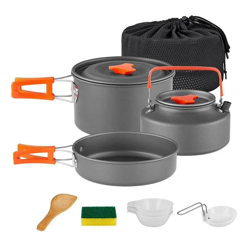 

ELOS-Camping Cookware Set Camping Cookware Mess Kit For Backpacking Outdoor Camping Hiking And Picnic With Cutlery