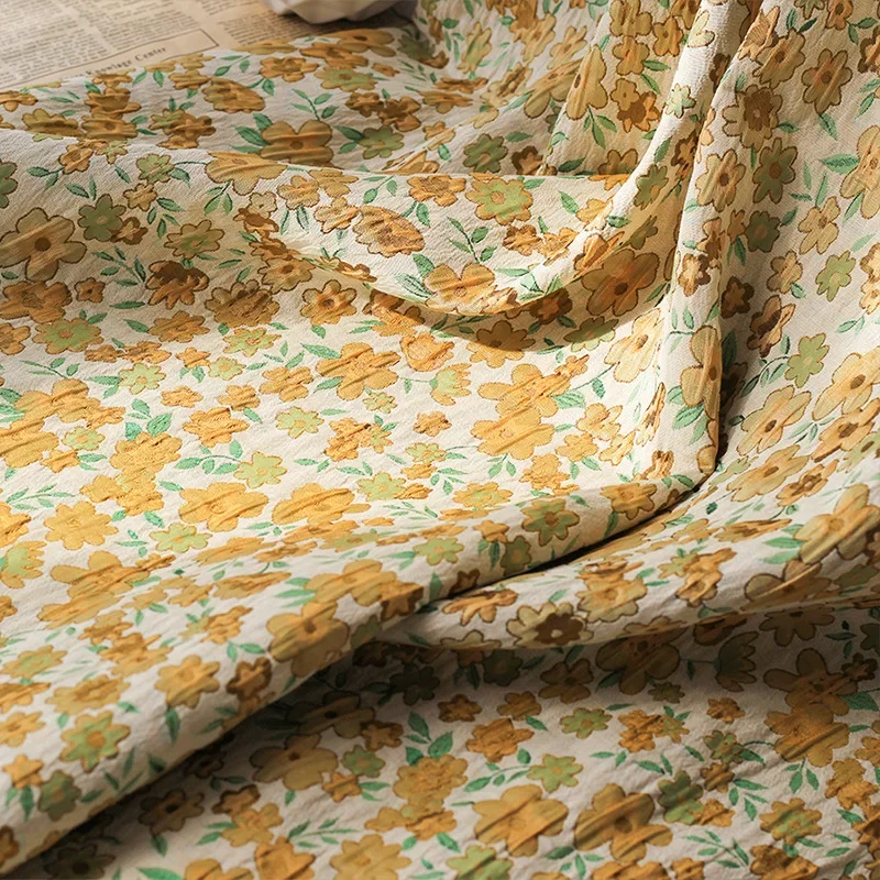 45 см x 145 морщинистая текстура маленькая жаккардовая ткань с цветочным принтом