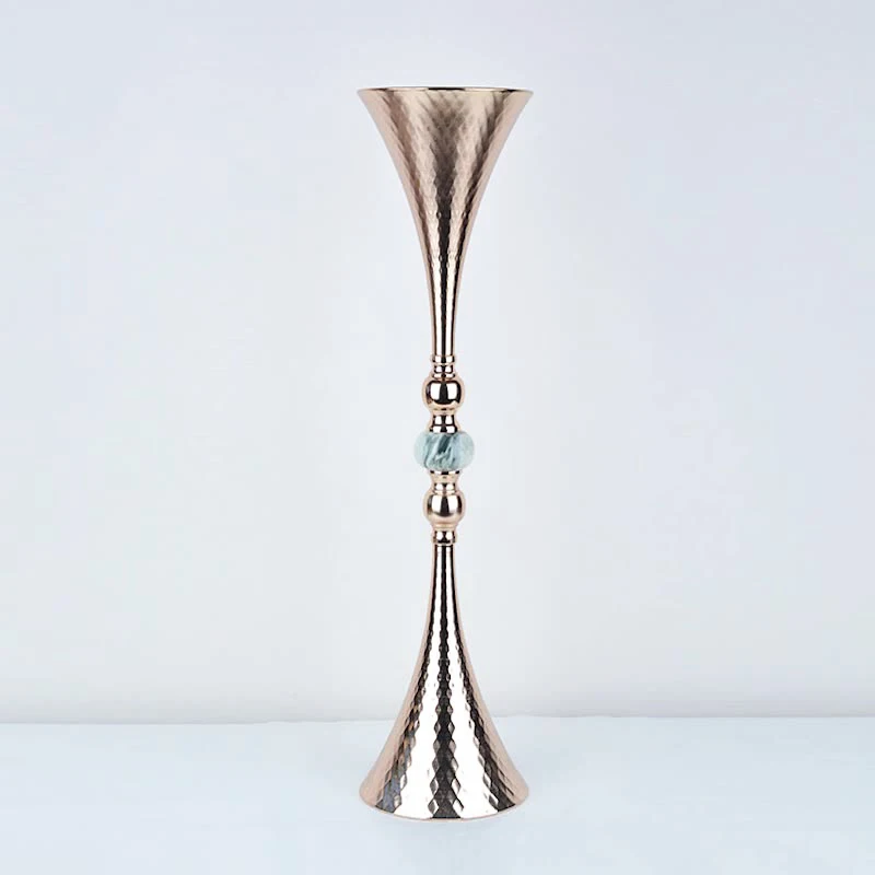 

10PCS Luxury Gold Vase Trumpet Shape Ceramic Wedding Table Centerpieces Event Road Lead Delicate Flower Vases For Home Decor