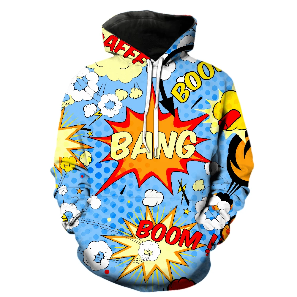 

Толстовки Bomb Boom для мужчин и женщин, забавная аниме одежда, худи в стиле граффити с 3D принтом, крутые Мультяшные толстовки для мальчиков и девочек