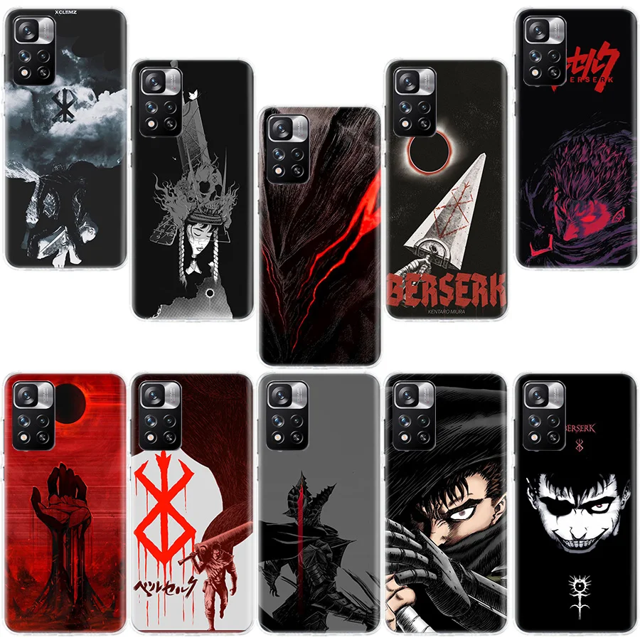 

Berserk Guts Anime Phone Case For Xiaomi Redmi Note 10 11 Pro Max 4G 5G 9T 9S 8T 10S 11T 11S 11E 9 8 7 6 5 5A Coque