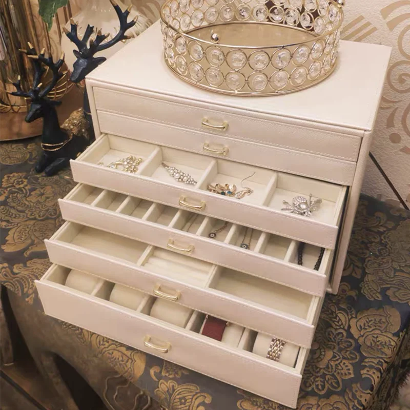 Multi Layer Jewelry Storage Organizer Case Box Desktop Large Capacity Drawer Cosmetics Jewelry Boxes Decor Container Display