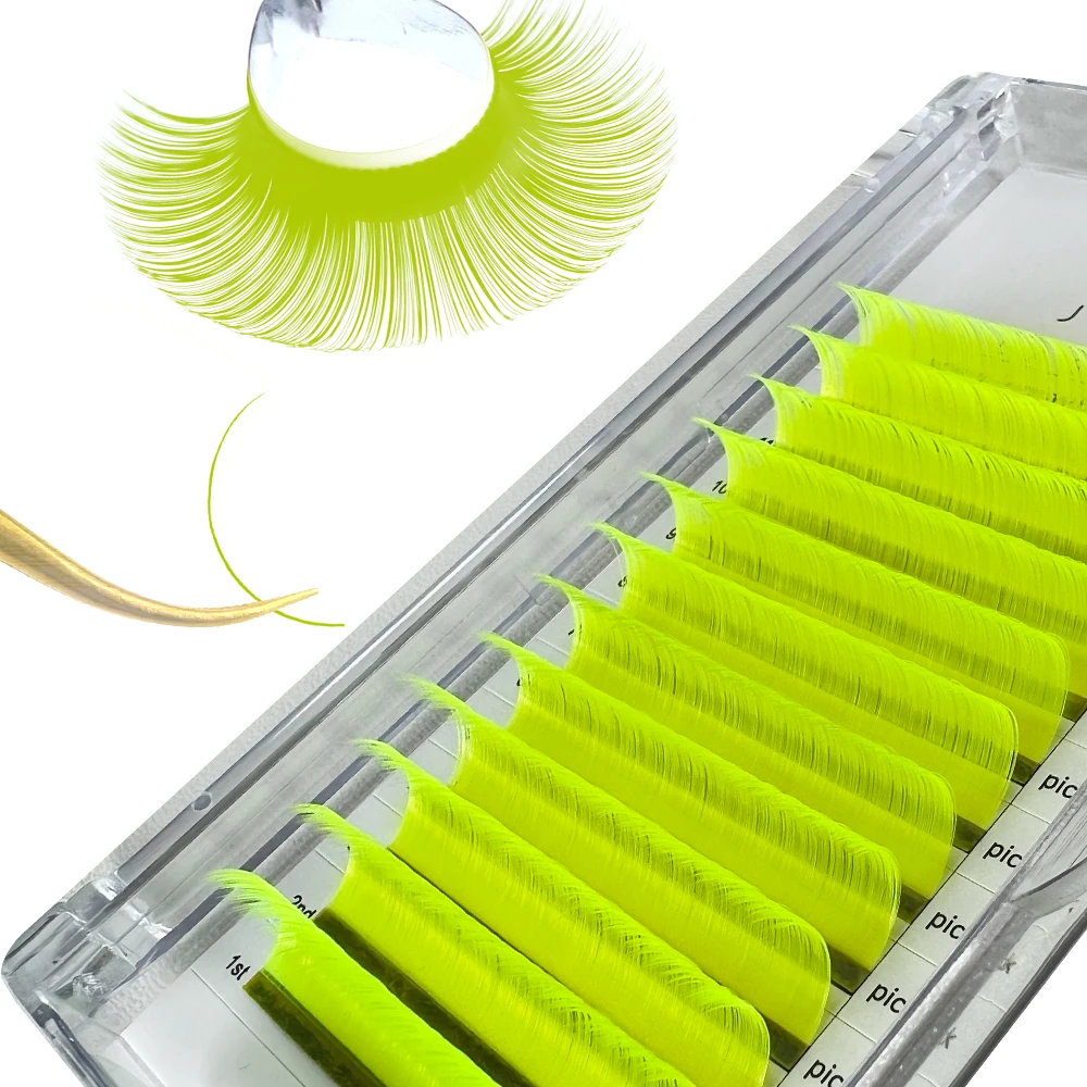 

Colorful Russian Volume Eyelashes Purple Blue Pink Green Yellow Mixed Color Eyelash Extension Faux Mink Individual Makeup Tools