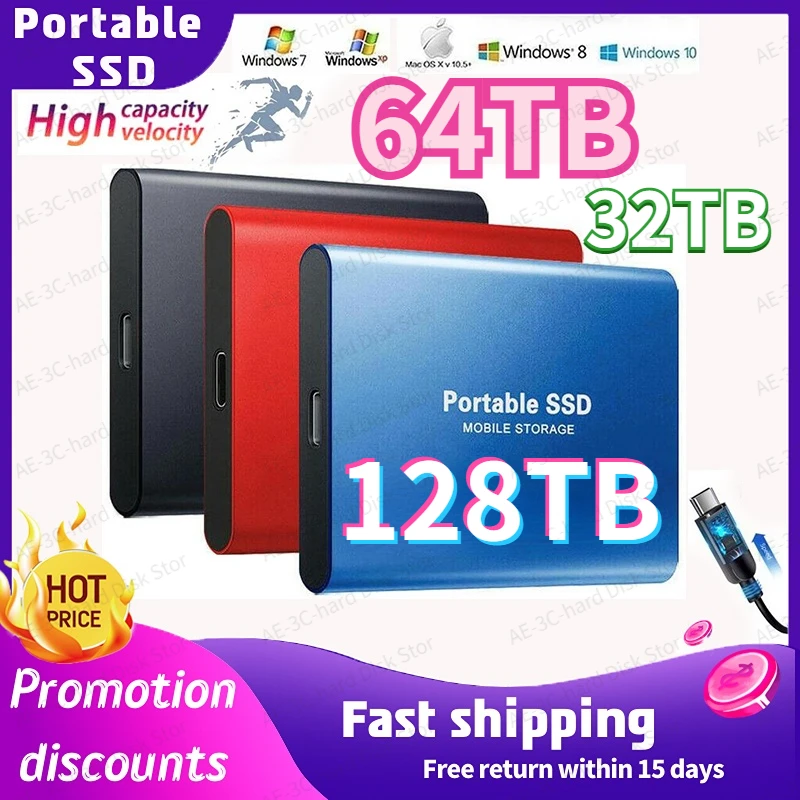 

Высокоскоростной M.2 SSD 128 ТБ внешний твердый жесткий диск 64 ТБ 16 Тб 2 ТБ USB3.1 SATA SSD портативный SSD 3 стандарт жесткий диск для ноутбука