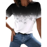 baggy t shirt with round neck womens short sleeve t shirt with print snowflakes fashion urban style big sale novelty 2022