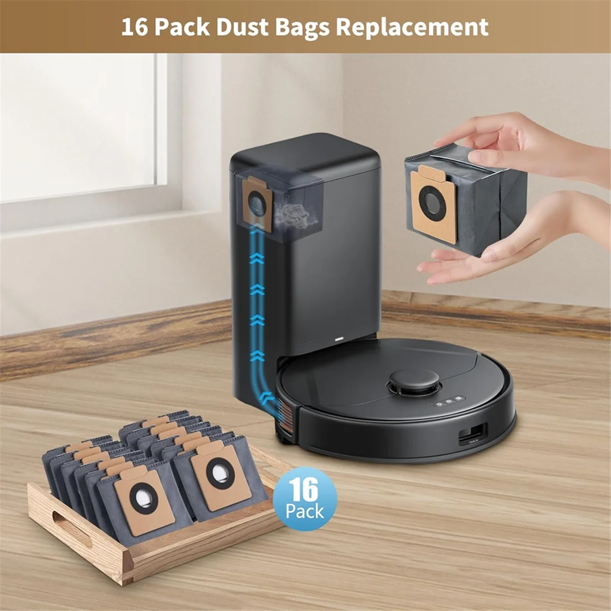 16 упаковок мешков для пыли пылесоса Clean X8 Pro X10 Omni самоопорожняя станция 4-слойные