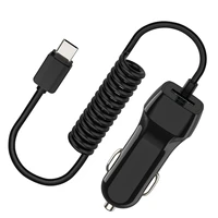 universal car charger spring cable usb type c mobile phone charger in car flexible cable for xiaomi samsung iphone usb charger