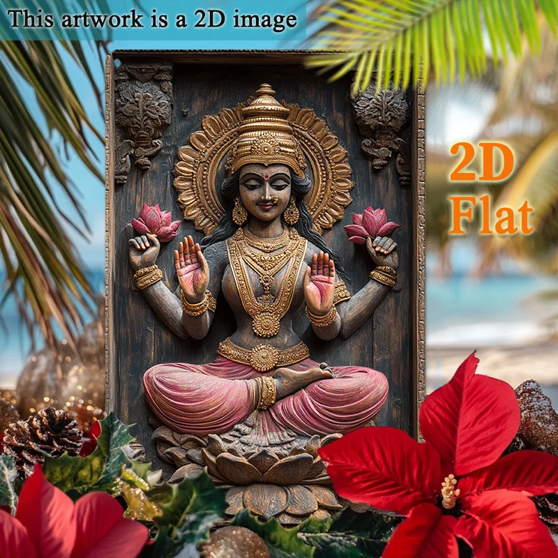 2D алюминиевый знак металлический красивый настенный рисунок Lakshmi для обогащения