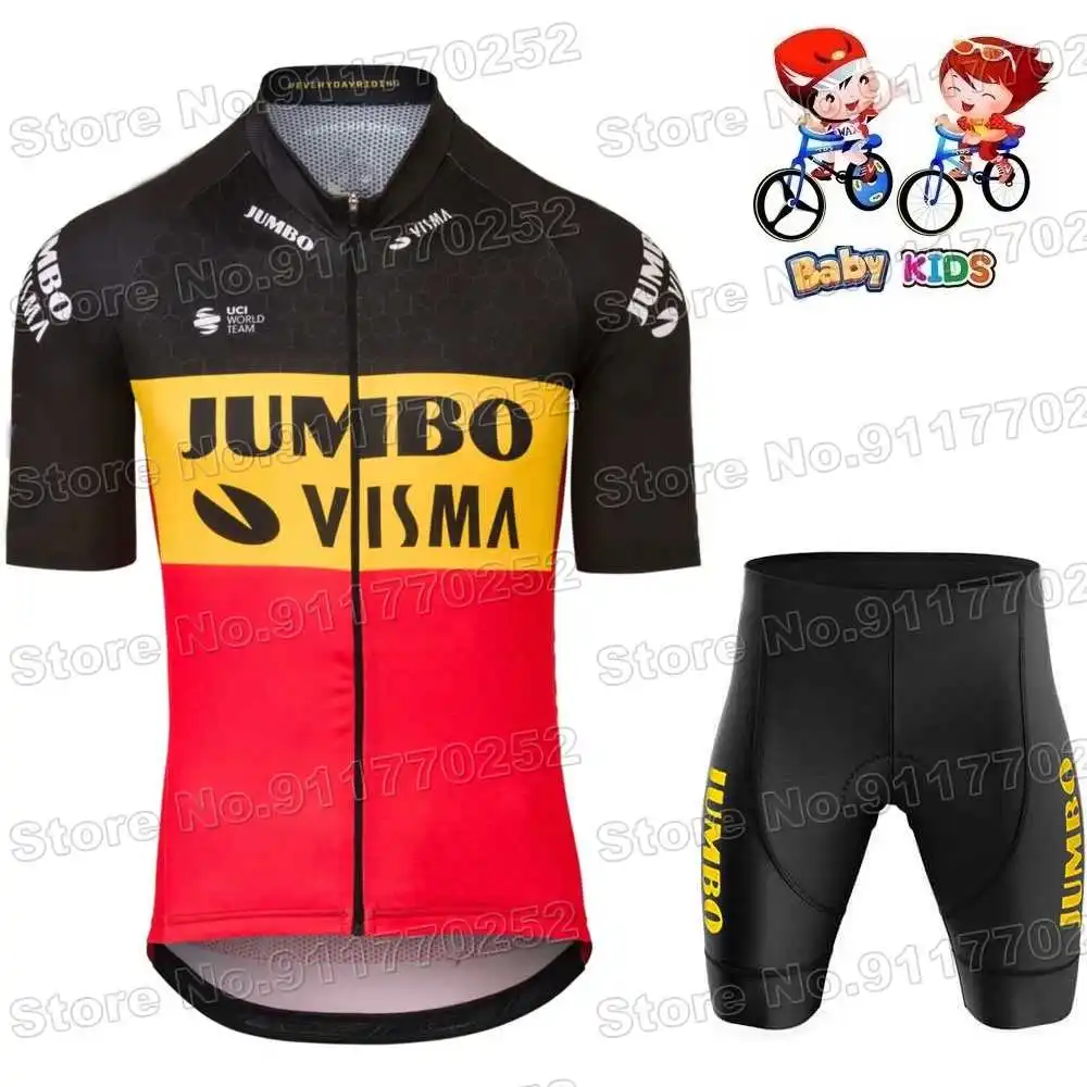 Детский комплект одежды для велоспорта Jumbo Visma из джерси TDF мальчиков и девочек 2022