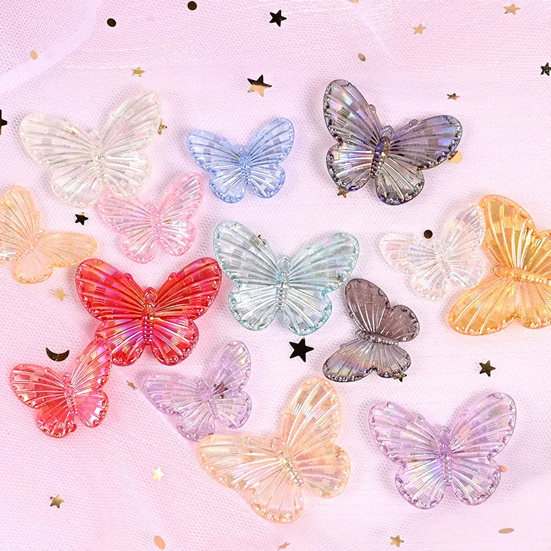 

10pcs Resin Butterfly Nonporous 40mm 30mm Big Size Diy For Jewerly Cellphone Case Decoration Colorful Gloss Findings Making