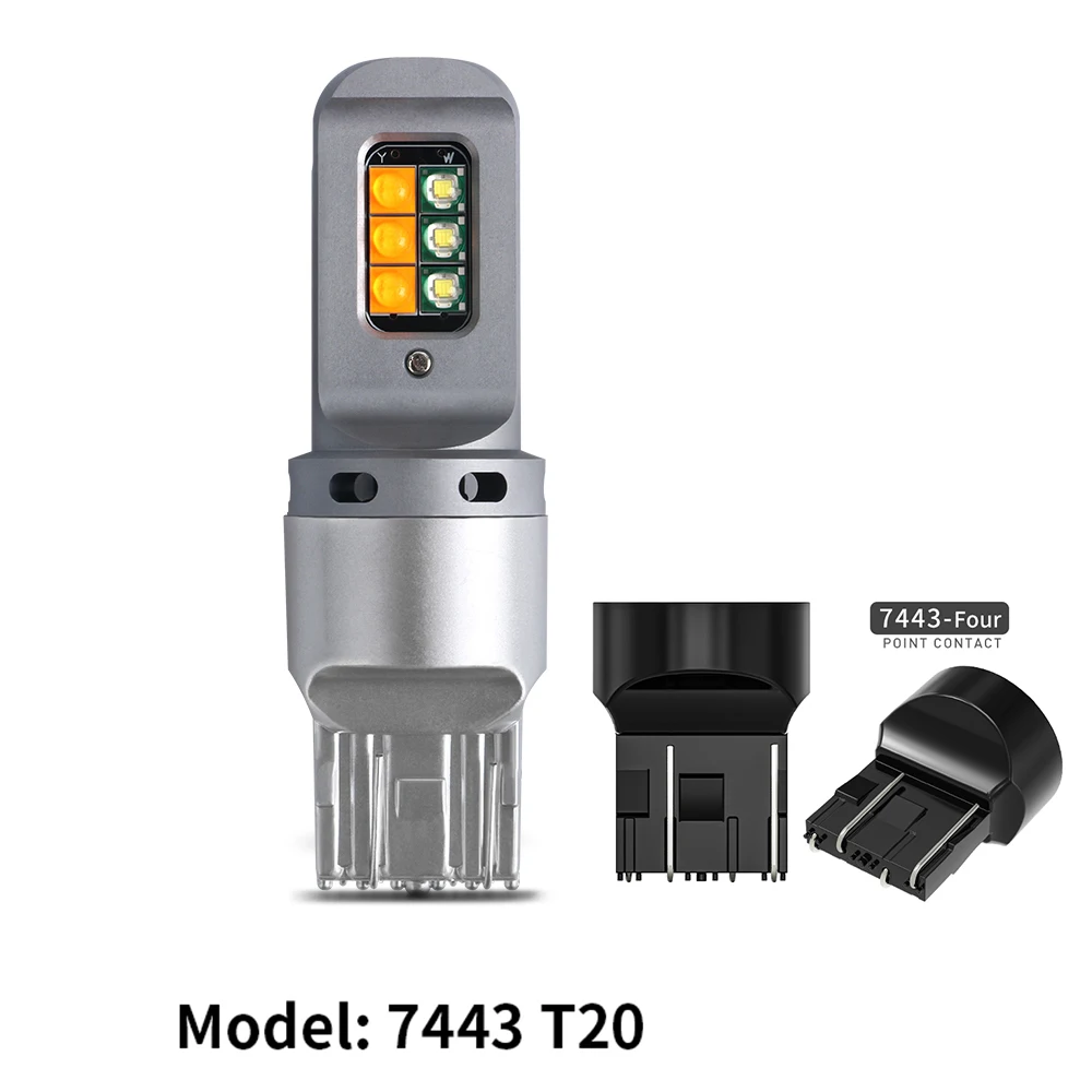 

Универсальный Светодиодный Автомобильный Указатель Поворота 1157 BAY15D T25 3157 T20 7443 Canbus 2-в-1, Белый/желтый