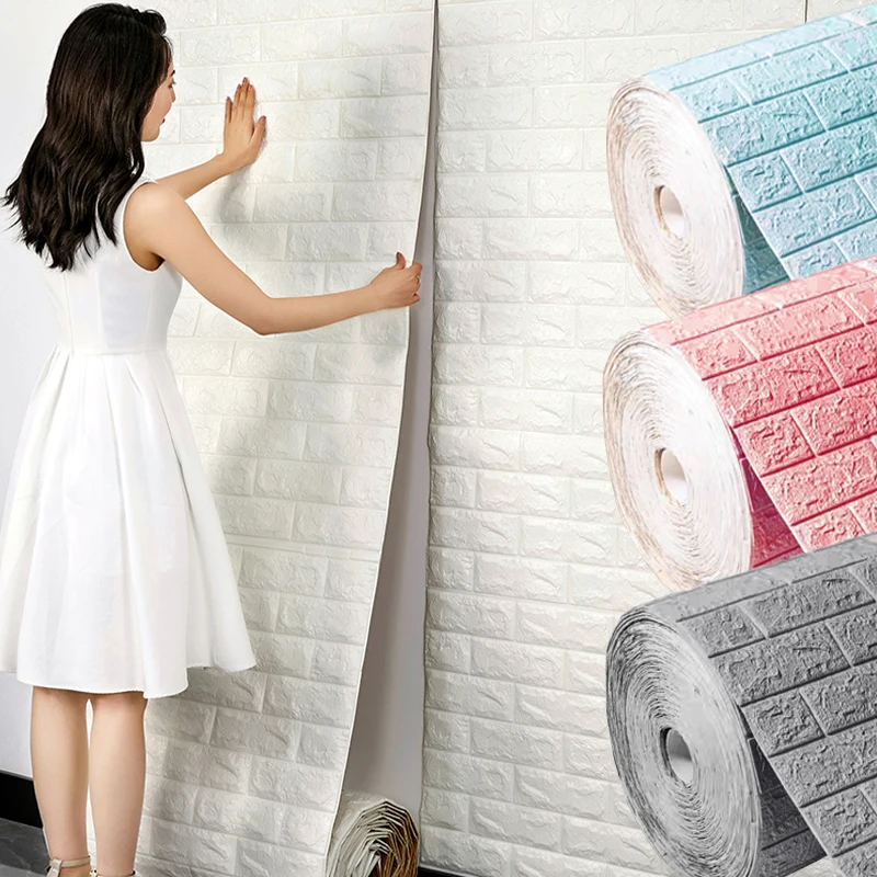 

10M Peel and Paste 3D Waterproof Self-adhesive Wall Panel Living Room Kitchen Brick Paste Children's Room Wallpaper