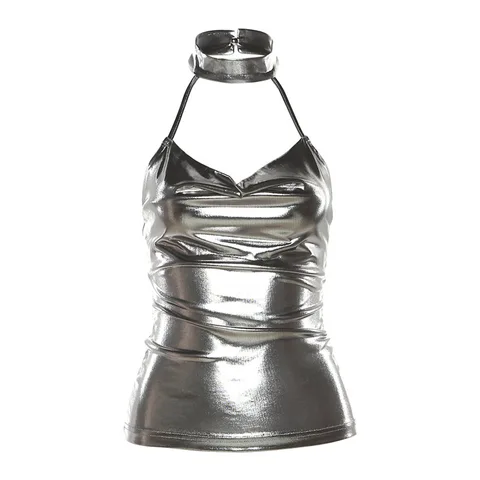 TYFYO Серебристый полиэстер топ