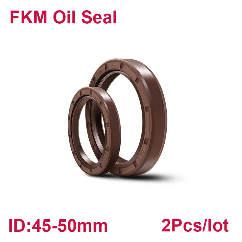 

FKM Oil Seal TC Double Lip Seals with Spring,Metal Skeleton,Fluorine Rubber Coating,2 pieces in a pack,ID:45-50mm