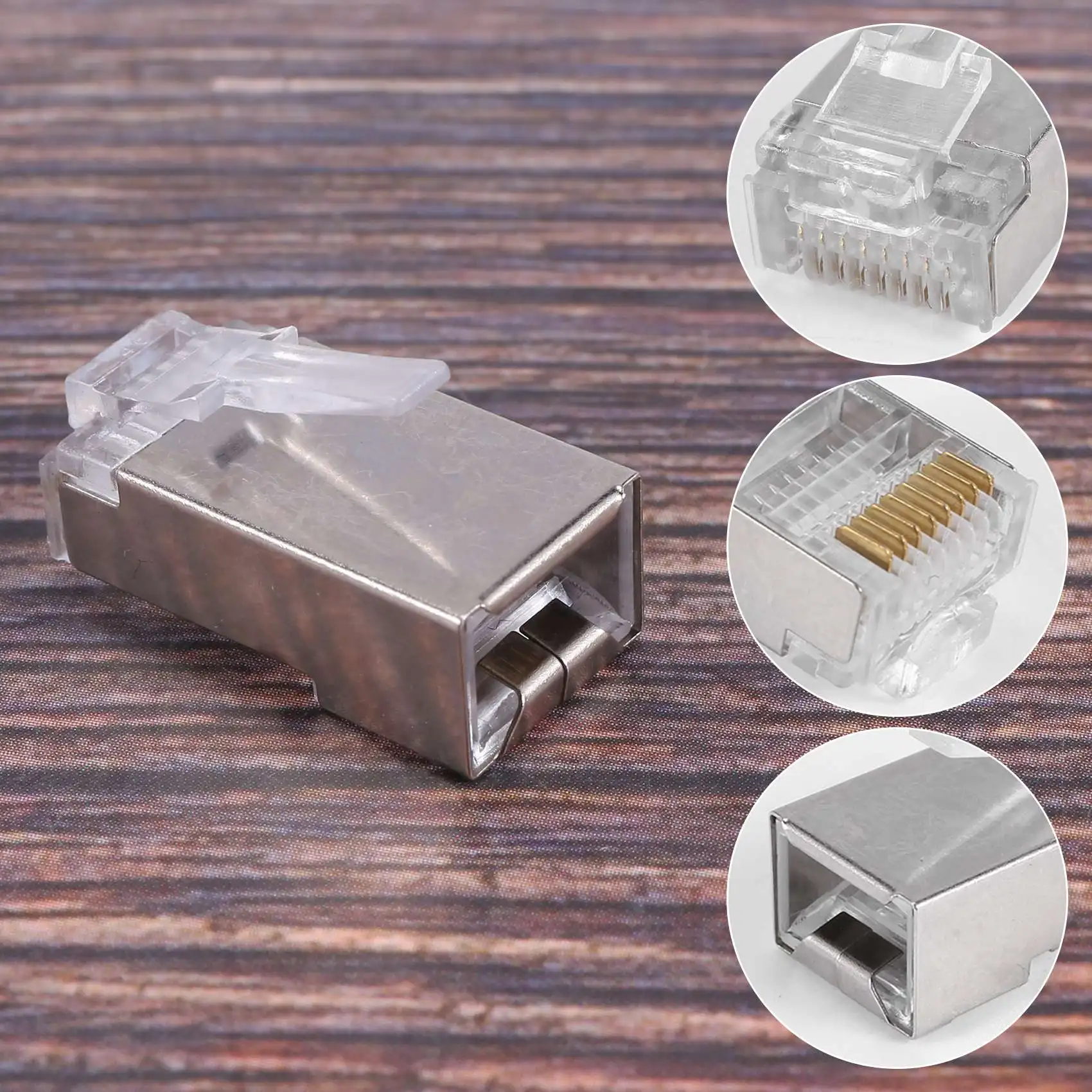 Экранированный разъем RJ45 CAT5E CAT6 обжимной Ethernet STP 8P8C модульные вилки с