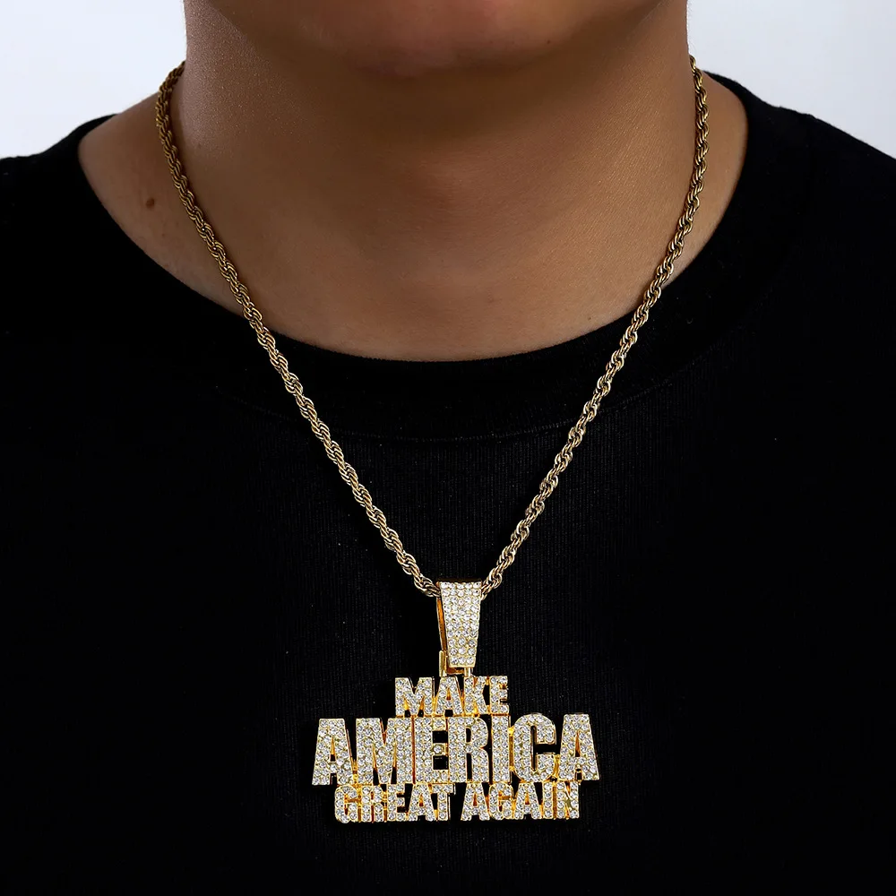 Кубинское Звено-цепочка Ожерелье В Стиле Хип-хоп С Блестящей Хрустальной