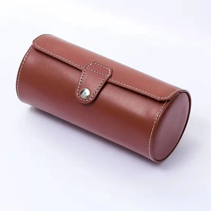 Cylinder Travel Portable Necktie Storage Three-person Watch Leather Jewelry Display Gift Box Wholesale 904L super watch