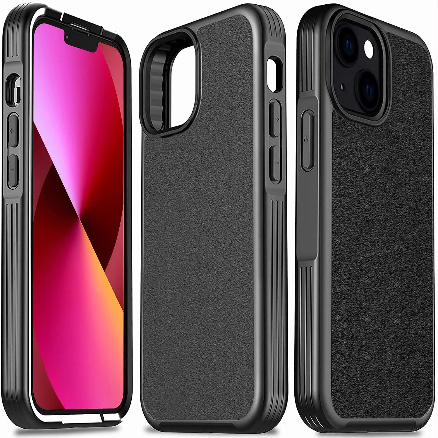 

Milomdoi Shockproof Designed for iPhone 13 Case, [Heavy Duty Military-Grade Cover] Matte Hard PC Back & Flexible Frame, Heavy
