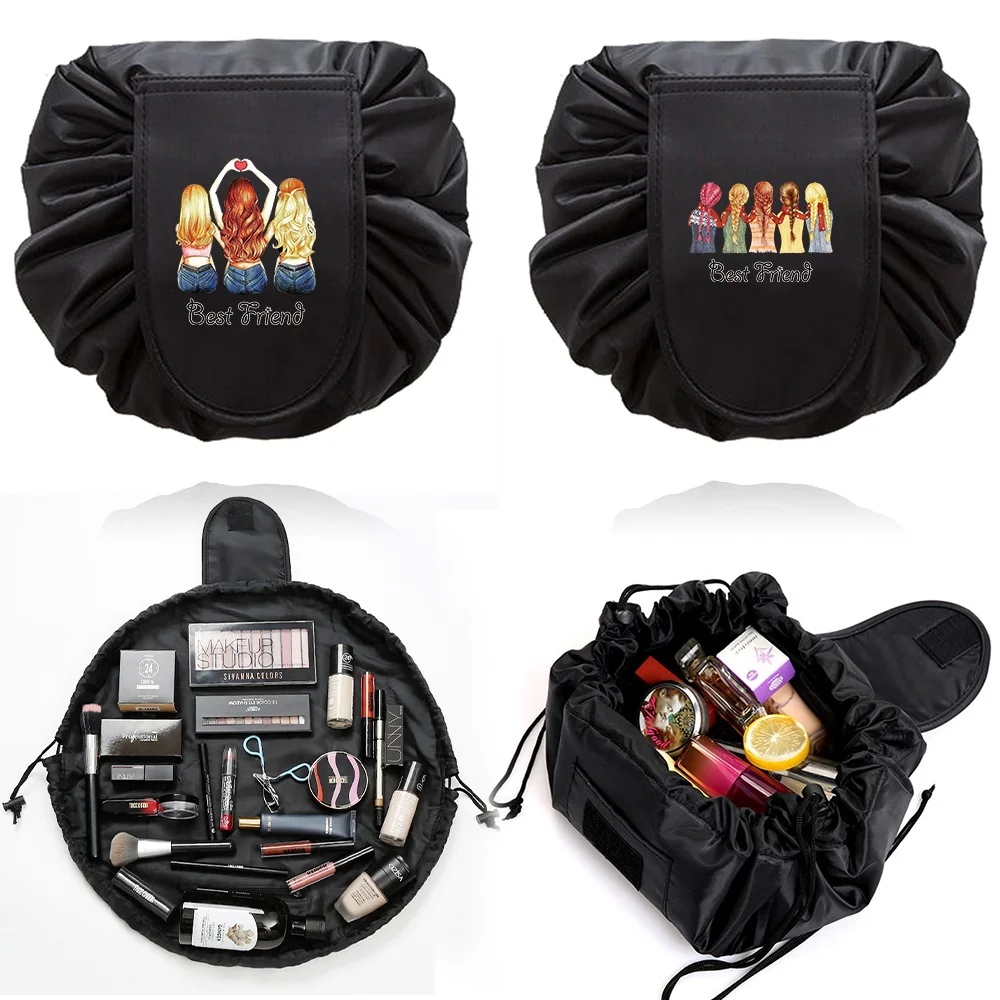 

Women Drawstring Travel Cosmetic Handbag Makeup Organizer Bag Make UP Case Friends Print Storage Pouch Toiletry Box Clutch Bag