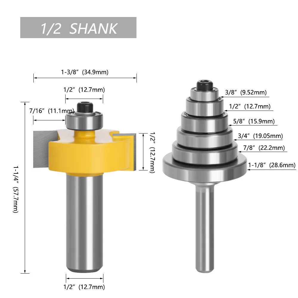 

1/2 Handle 12 Handle Woodworking Milling Cutter Tenon Joint Cutter Adjustable Tenon Edge Trimming Machine Blade
