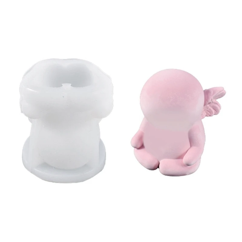 

Y1QB 3D Winged Angel Candle Silicone Mold Cake Chocolate Ornament DIY Handmade Soap
