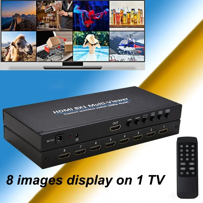 Фото Мультивьювер HDMI 4K 8x1, 1080p, с функцией Quad Screen, 8 входов 1 выход, бесшовный переключатель экранов, сплиттер для PS4, камеры, ПК, ТВ, проектора №1