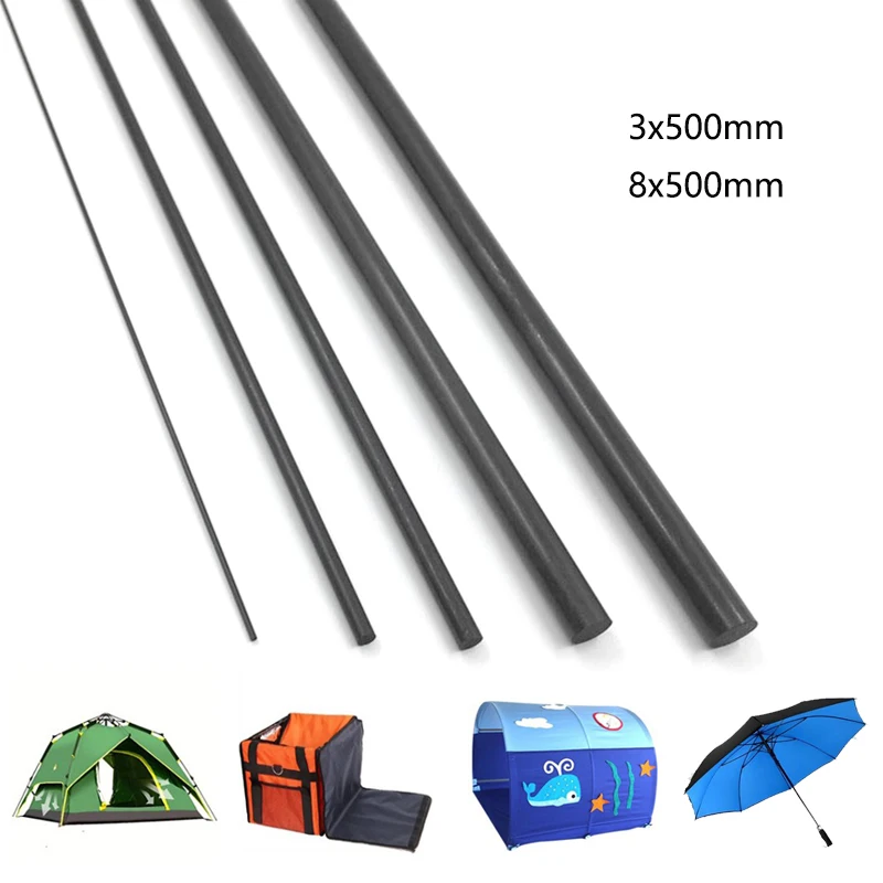 

1/5pcs fiberglass rod black glass fiber Rod 3mm/8mm Fiberglass rod Lenght 500mm