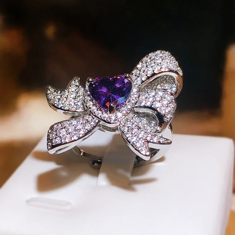 

100% 925 Silver Sterling Purple Amethyst Ring Jewellry Women Anillos De Silver 925 Jewelry Wedding Bands Natural Amethyst Rings