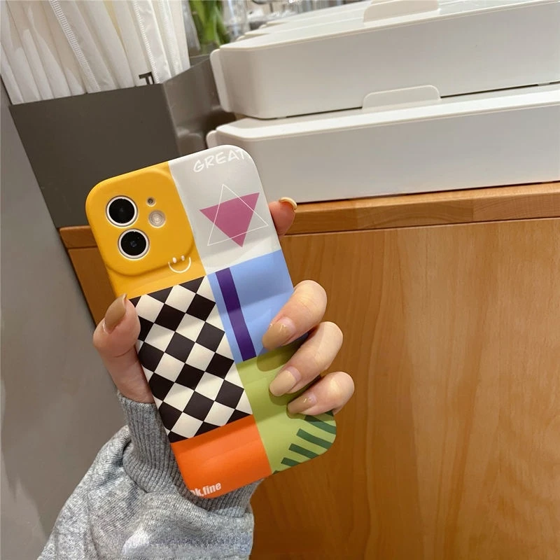 

Fashion Art Stitching Rhombus Soft Plastic All-inclusive Mobile Phone Case For iPhone7 8 Plus X XR XS 11 12 13 Pro Max