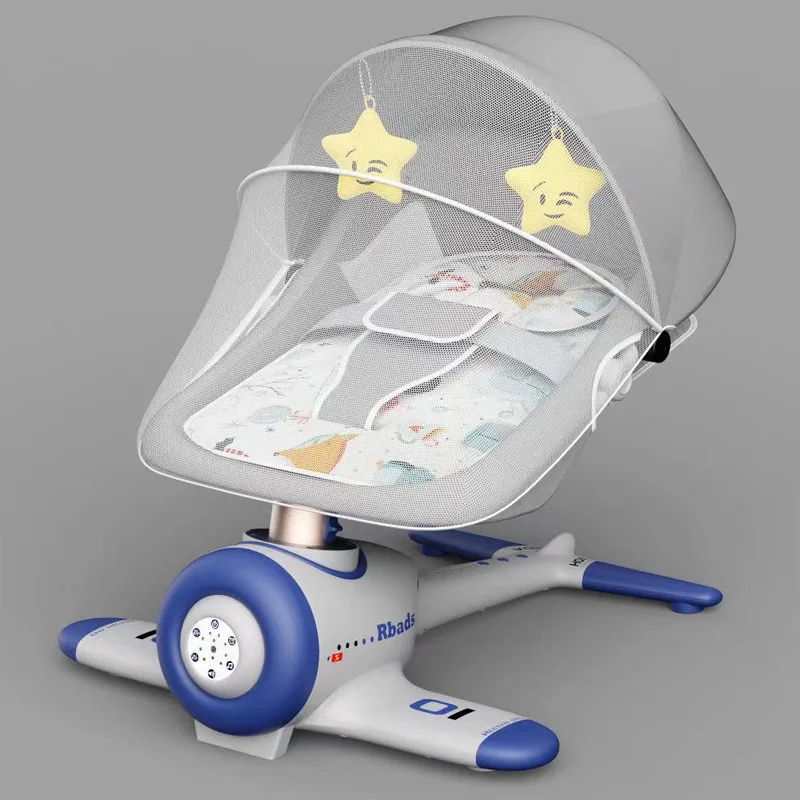 Baby Elektrischer Schaukelstuhl Neugeborene Schaukelwippe mit Musik Bluetooth-Fernbedienung Komfortsessel Liegestuhl für 0-3 Jahre alt