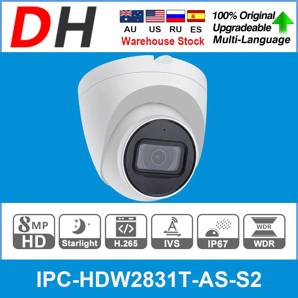 

IP-камера видеонаблюдения Dahua, 8 Мп, со встроенным микрофоном