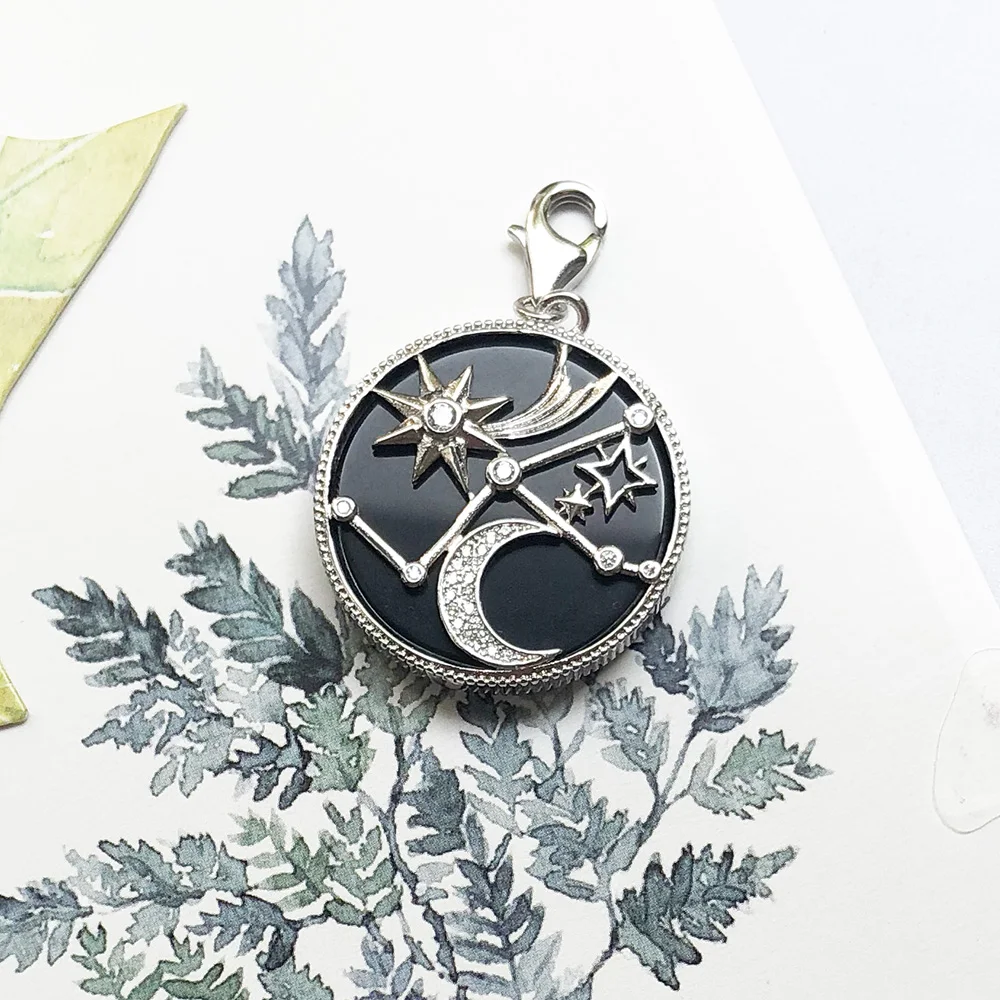 Стерлингового серебра 925 пробы Astro Disc Dangle Charm