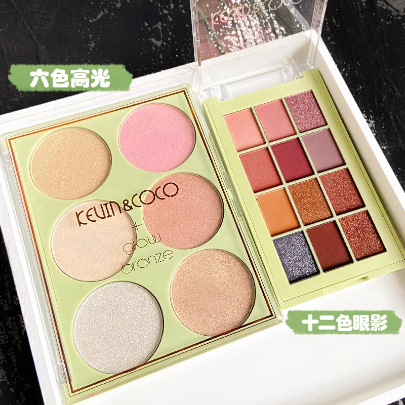 

6 color high gloss skin color easy to color 12 color eye shadow plate, pearl matte glitter eyeshadow eye shadow palette