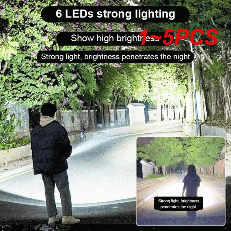 

1~5PCS Powerful Flashlight фонарик 6 Led High Power Torch Light USB Rechargeable Tactical Flashlight 4 Mode Emergency Camping