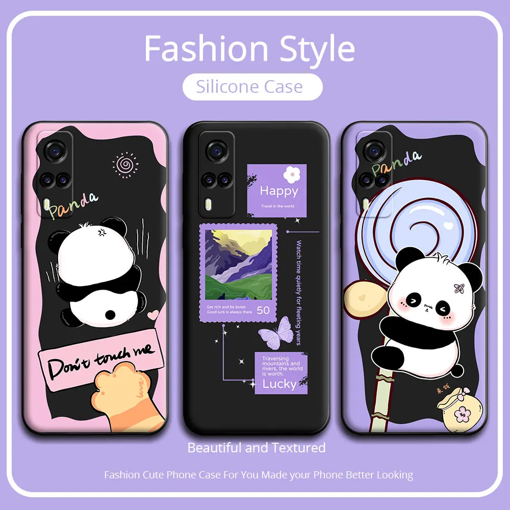 ДЛЯ Vivo Y31 Y51A 2021 Y53S чехол Cute Panda Soft Silicone Couple для телефона VIVO Y51 Y35 Y35M Y53T Y56 2020 защитный