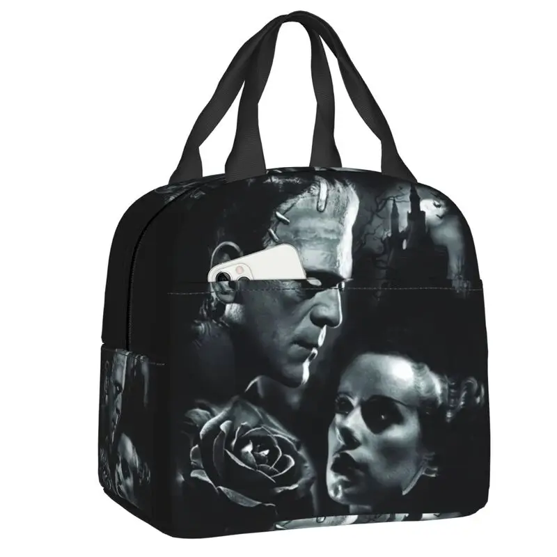 

Bride Of Frankenstein Insulated Lunch Bags for Women Classic Monster Spooky Horror Film Thermal Cooler Bento Box Kids School