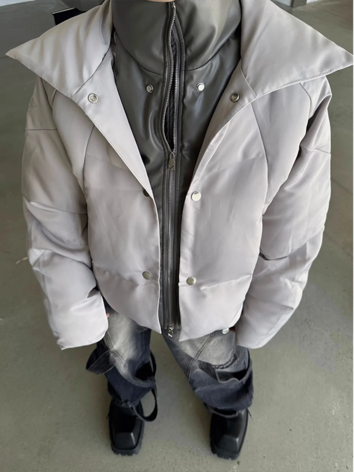  Яркое лоскутное пальто из двух частей с хлопковой подкладкой мужское зимнее