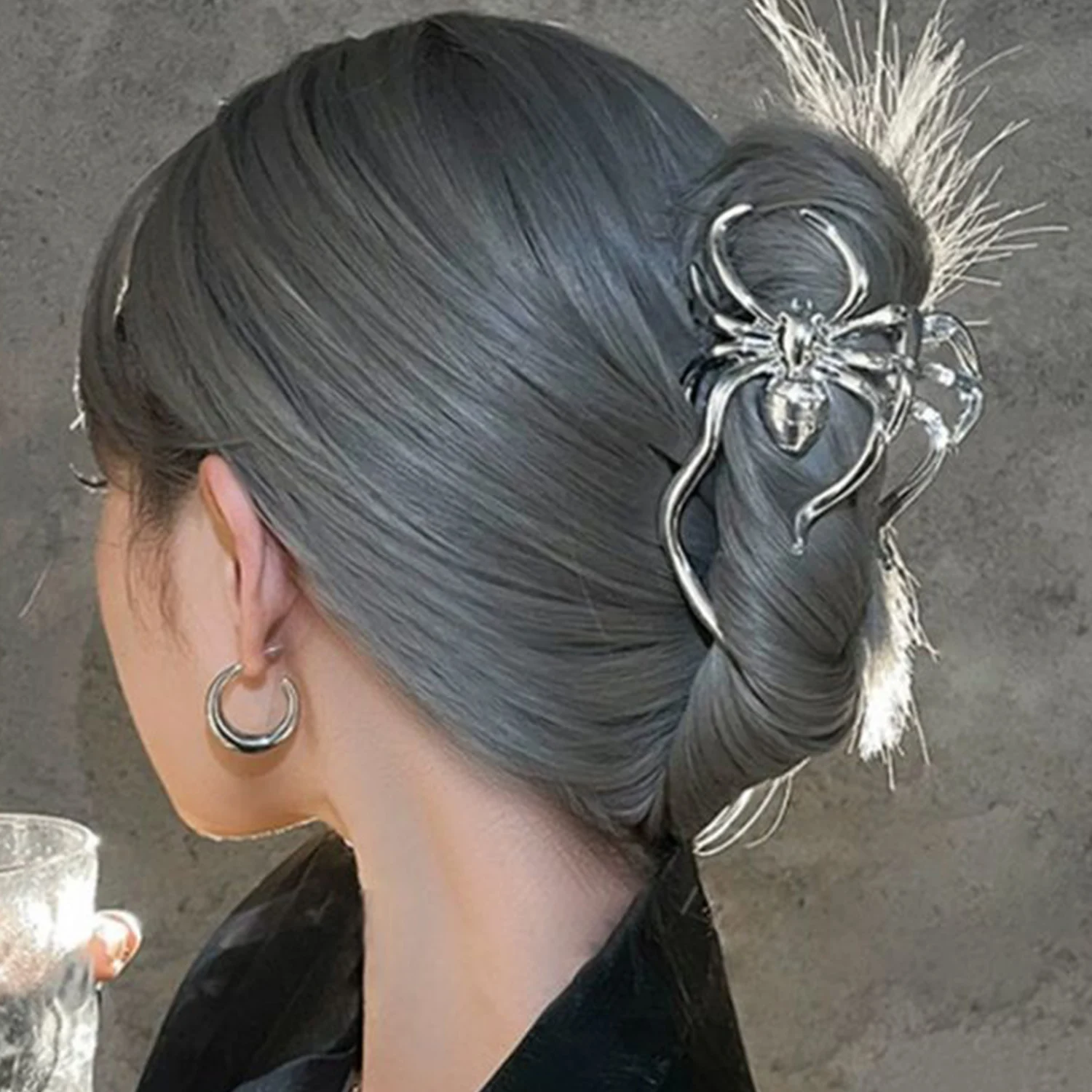 

Large Spider Hair Claw Clip 2023 Korean New Personality Charm Silver Hairpin Gothic Punk Hair Accessories for Women Headdress