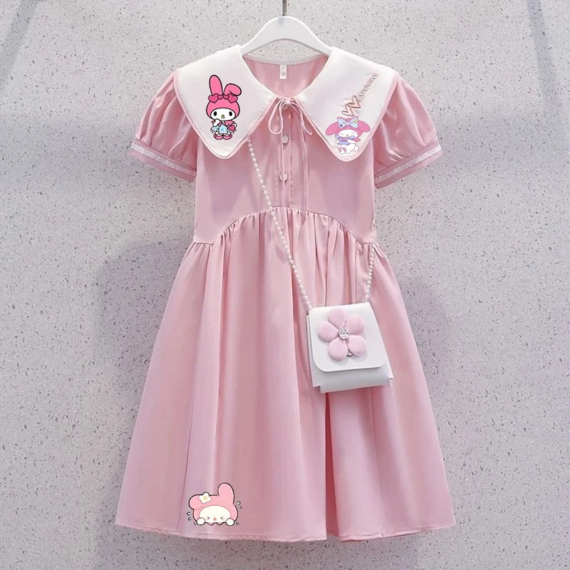 Miniso Sanrio My Melody Cinnamoroll Kuromi платье принцессы для девочек летняя тонкая детская юбка с