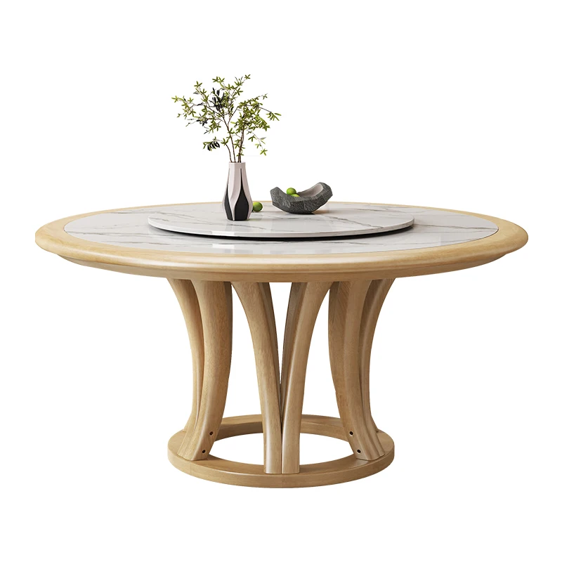 

Solid wood rock board dining table, white wax wood dining table, chair, raw wood, modern minimalist round table, all solid wood