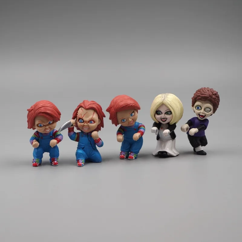

5pcs/set 3 Generations Horror Movie Chucky Bride of Chucky PVC Model Figure Doll 4cm