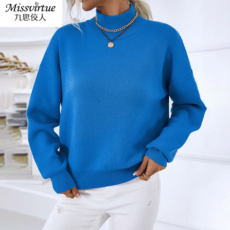 

Missvirtue Casual Basic Style Knitwear 2022 Winter Turtleneck Casual Sweater Women's Long Sleeve Tops Thick Autumn Clothes Women