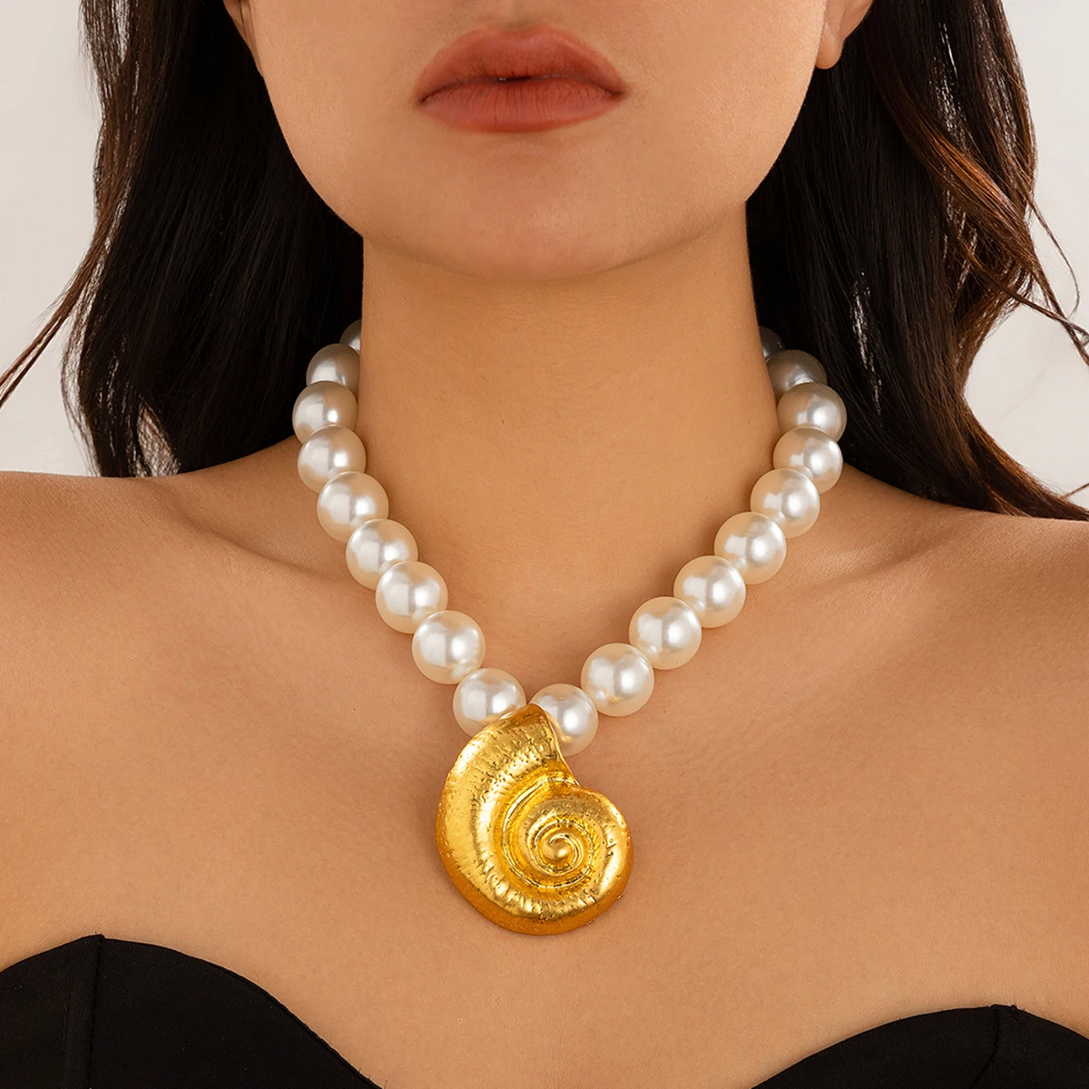 KunJoe элегантная крупная имитация жемчуга искусственное женское ожерелье