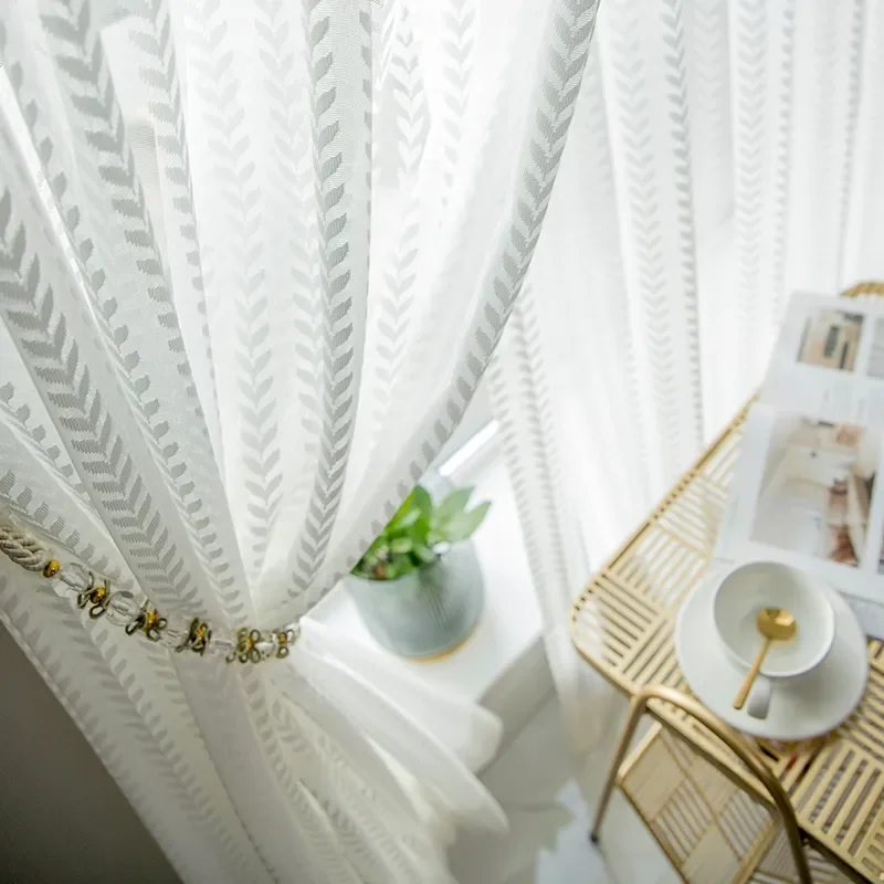 

Новая современная роскошная белая Тюлевая занавеска для гостиной спальни оконные жаккардовые шторы serape домашний декор драпировка хорошо