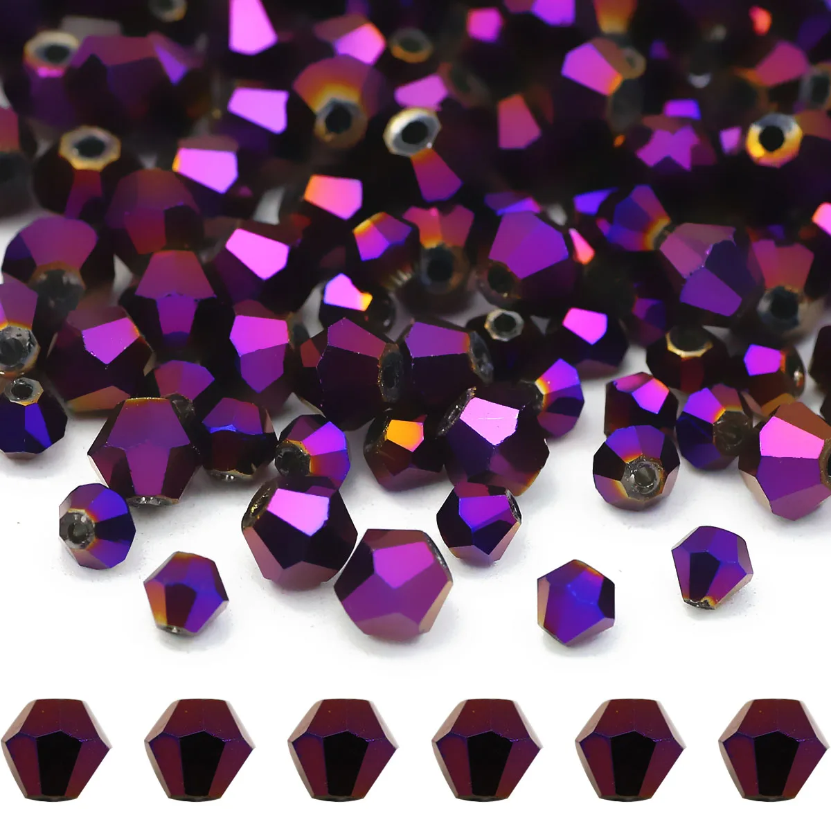 4/6/8/10 мм Австрийский Кристалл Покрытие Фиолетовый Алмаз Форма Точки Бусины
