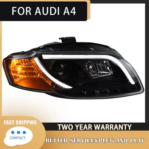 1 пара автомобильных светодиодных фар для AUDI A4 B7 2005 2006 2007 2008 Plug and Play с DRL Поворотные передние светодиодные фары