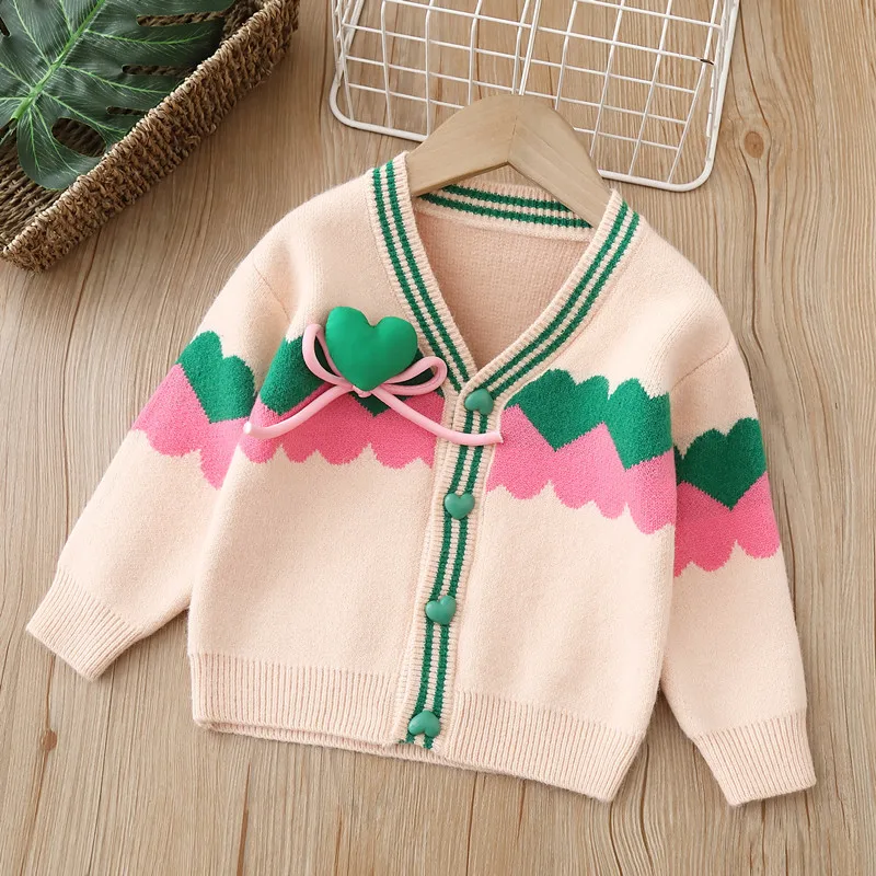 Criscky Girls Sweater Cardigan Children's Wear Knitted Sweater 2022 Autumn Winter New Jacket Girl Baby Top Children's Clothing