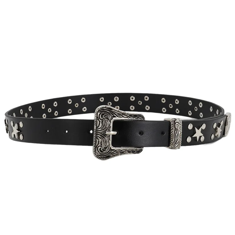 

2.7cm Goth Rhinestones Genuine Leather Belt Western Cowgirl Punk Luxury Diamond Studded Strap Crystal Belts For Jeans Pants